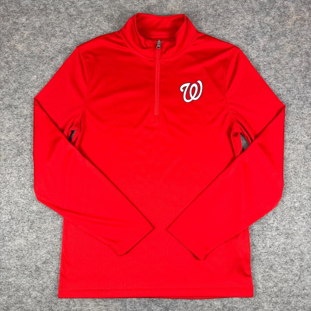 Fanatics Washington Nationals 1/4 Zip Pullover Polyester Red Mens Small S